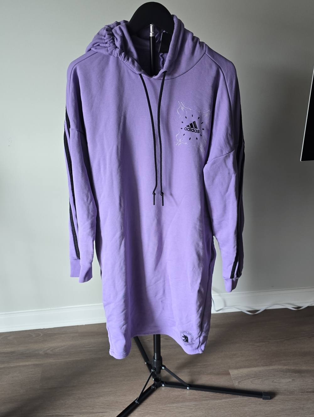 adidas Boston Marathon Lavender Hoodie Dress L
